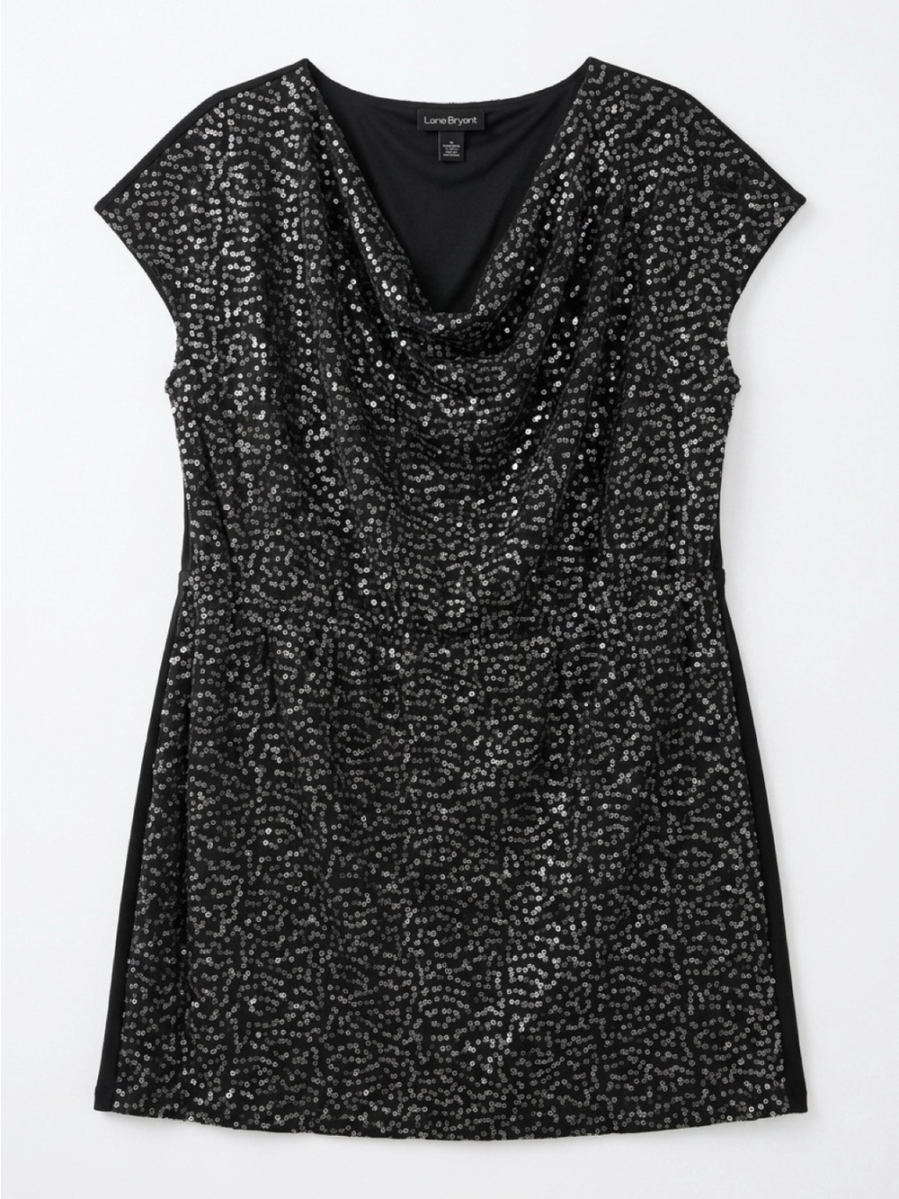 Lane Bryant Black Sequin Cowl-Neck Mini Dress